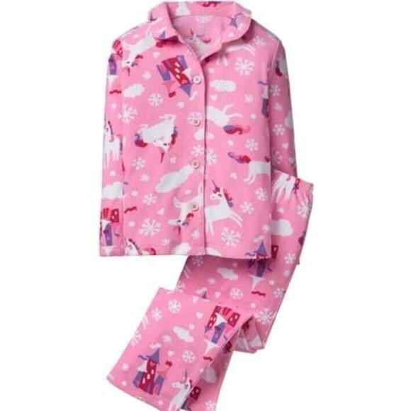 Gymboree Girls Pink Unicorn Fleece Pajamas - Size 7/8 - Picture 1 of 6